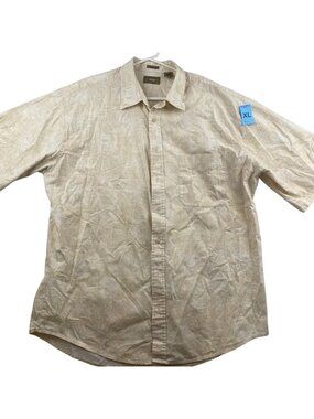 Natural Issue Mens Shirt Size XLT Cream Abstract Short Sleeve Casual Button Up